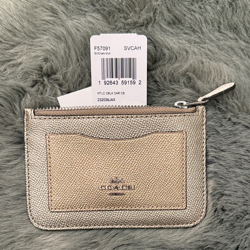 Coach Metallic Rose Gold Zip Card Case - Picture 3 of 3